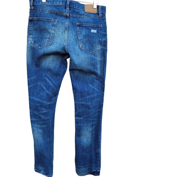Men's Aero Slim Straight  Distressed Denim Blue Jeans Sz 30x32 - Picture 11 of 15